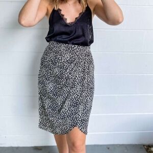 LUCY PARIS Claire‎ Gathered Skirt Faux Wrap White Black Womens Size XS